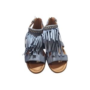 Comfortview Blue Fringe Studded Women's Sandals